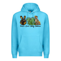 Ocean Blue Peace Love Baby Baboon Premium Hoodie - LillyAllenDesigns