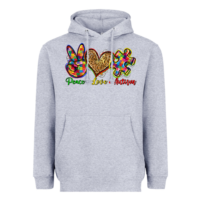 Peace Love Autism Heavyweight Hoodie by Zillion Design Studio | Teevron