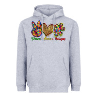 Heather Grey peace love autism Heavyweight Hoodie - Zillion Design Studio