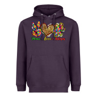 Plum peace love autism Heavyweight Hoodie - Zillion Design Studio