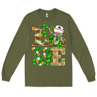 Army Green st.patricks nurse love gnomies Long Sleeve Tee - BarkalooDesign