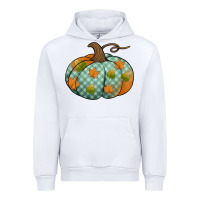 Blue Plaid Autumn Pumpkin Urban Hoodie | Teevron