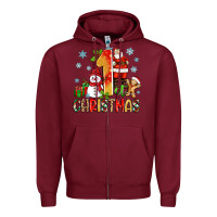 Burgundy 1st christmas santa and snowman Zipper Hoodie - Zillion Design Studio