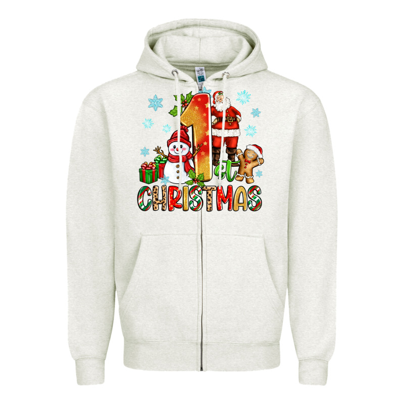 1st Christmas Santa And Snowman Zipper Hoodie by Zillion Design Studio | Teevron