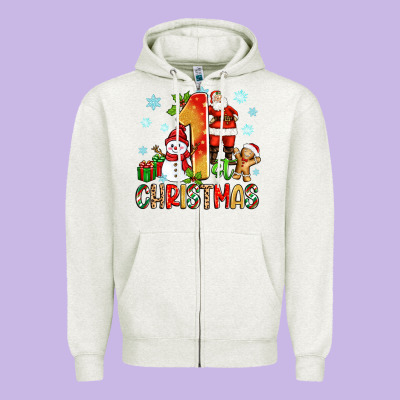 1st Christmas Santa And Snowman Zipper Hoodie Designed By Zillion Design Studio
