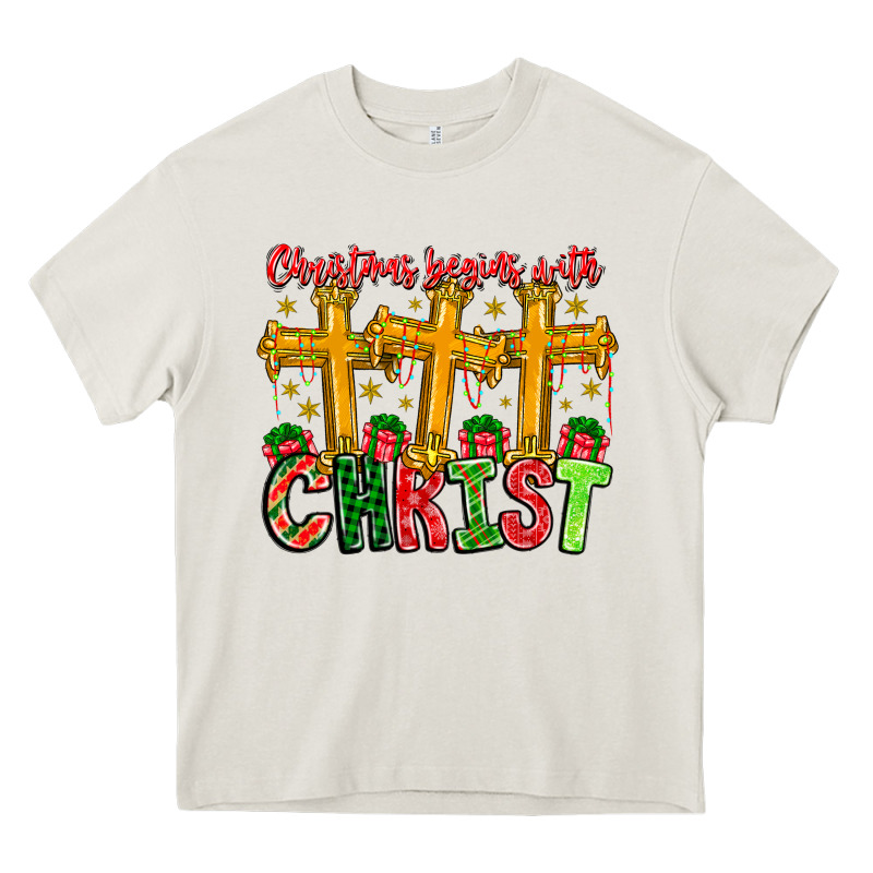 Christmas Begins With Christ Heavy Core Tee by CowhideDigitalArt | Teevron