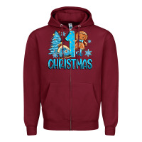 Burgundy 1st christmas gingerbread boy Zipper Hoodie - Zillion Design Studio