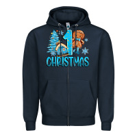 Navy 1st christmas gingerbread boy Zipper Hoodie - Zillion Design Studio