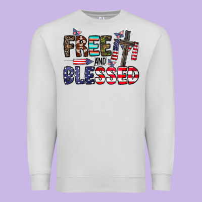 Free And Blessed Premium Sweatshirt Designed By Cowhidedigitalart