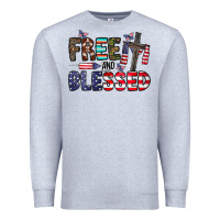Heather Grey free and blessed Premium Sweatshirt - CowhideDigitalArt