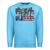 Ocean Blue free and blessed Premium Sweatshirt - CowhideDigitalArt