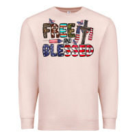 Pale Pink free and blessed Premium Sweatshirt - CowhideDigitalArt