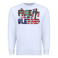 White free and blessed Premium Sweatshirt - CowhideDigitalArt
