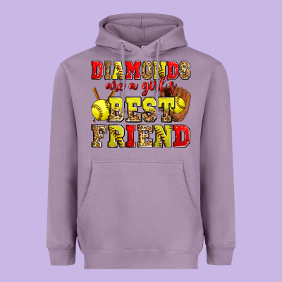 Diamonds Are A Girl's Best Friend Softball Heavyweight Hoodie Designed By Zillion Design Studio