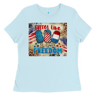Baby Blue tastes like freedom 4th of july Ladies Tee - BarkalooDesign
