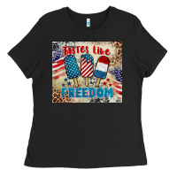 Black tastes like freedom 4th of july Ladies Tee - BarkalooDesign