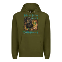 Army Green life is better with a dachshund Premium Hoodie - BarkalooDesign