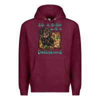 Burgundy life is better with a dachshund Premium Hoodie - BarkalooDesign