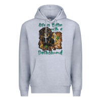 Heather Grey life is better with a dachshund Premium Hoodie - BarkalooDesign