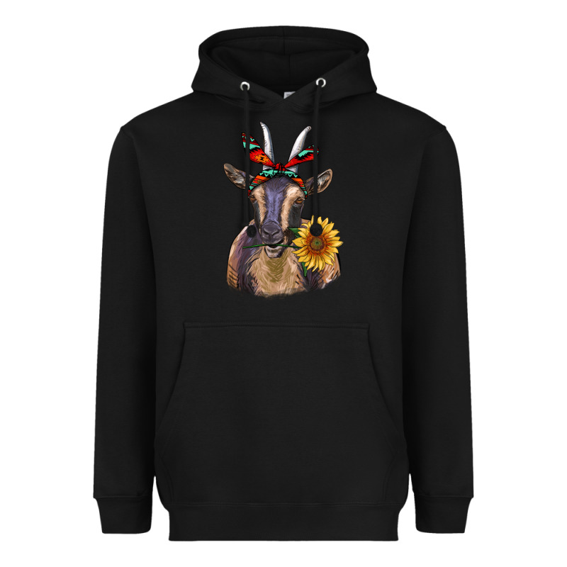 Sunflower Aztec Ribbon Goat Heavyweight Hoodie by RanaPortraitStore | Teevron
