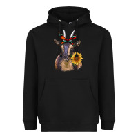 Black sunflower aztec ribbon goat Heavyweight Hoodie - RanaPortraitStore