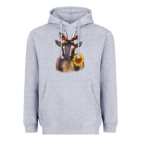 Heather Grey sunflower aztec ribbon goat Heavyweight Hoodie - RanaPortraitStore