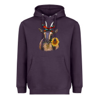 Plum sunflower aztec ribbon goat Heavyweight Hoodie - RanaPortraitStore
