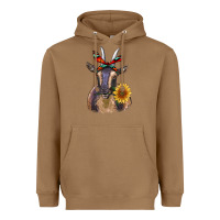 Toasted Coconut sunflower aztec ribbon goat Heavyweight Hoodie - RanaPortraitStore