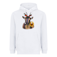 White sunflower aztec ribbon goat Heavyweight Hoodie - RanaPortraitStore
