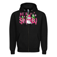 Black pink christmas let it snow Zipper Hoodie - Zillion Design Studio