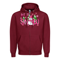 Burgundy pink christmas let it snow Zipper Hoodie - Zillion Design Studio