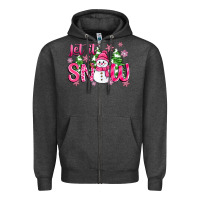 Charcoal Heather pink christmas let it snow Zipper Hoodie - Zillion Design Studio