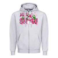 Heather Grey pink christmas let it snow Zipper Hoodie - Zillion Design Studio