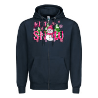 Navy pink christmas let it snow Zipper Hoodie - Zillion Design Studio