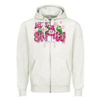 Oatmeal Heather pink christmas let it snow Zipper Hoodie - Zillion Design Studio