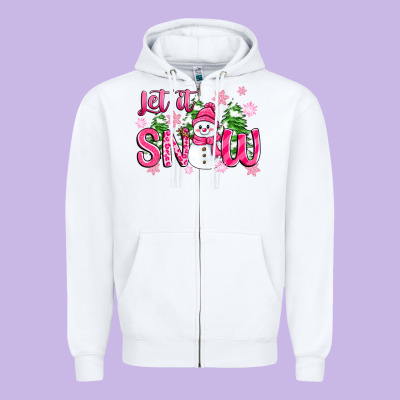 Pink Christmas Let It Snow Zipper Hoodie Designed By Zillion Design Studio