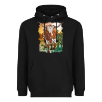 Black longhorn cow with desert background Heavyweight Hoodie - RanaPortraitStore