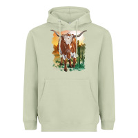 Matcha longhorn cow with desert background Heavyweight Hoodie - RanaPortraitStore