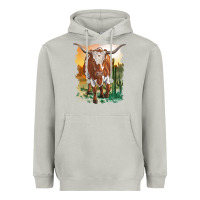 Moon Dust longhorn cow with desert background Heavyweight Hoodie - RanaPortraitStore
