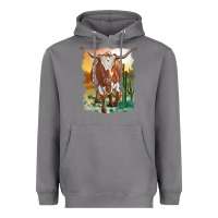 Storm longhorn cow with desert background Heavyweight Hoodie - RanaPortraitStore