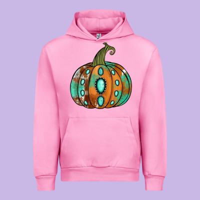 Western Cowhide Turquoise Pumpkin Urban Hoodie Designed By Jasminsmagicworld