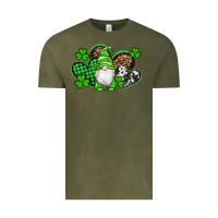 Vintage Olive st patricks day gnome with western hearts Vintage Tee - Artiststas