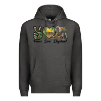 Charcoal Heather Peace Love Elephant Premium Hoodie - LillyAllenDesigns