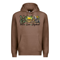 Chestnut Peace Love Elephant Premium Hoodie - LillyAllenDesigns
