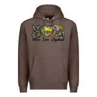 Coffee Peace Love Elephant Premium Hoodie - LillyAllenDesigns