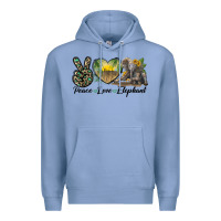 Colony Blue Peace Love Elephant Premium Hoodie - LillyAllenDesigns