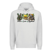 Dove Grey Peace Love Elephant Premium Hoodie - LillyAllenDesigns