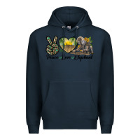 Navy Peace Love Elephant Premium Hoodie - LillyAllenDesigns