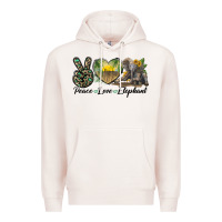 Pale Pink Peace Love Elephant Premium Hoodie - LillyAllenDesigns
