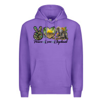 Purple Peace Love Elephant Premium Hoodie - LillyAllenDesigns